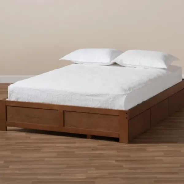 Beds & Headboards-Kirkland's Home Walnut Wooden 3-Drawer Platform Bed Brown