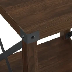 Accent & End Tables-Kirkland's Home Walnut X-Frame Rustic Wood Accent Table Brown