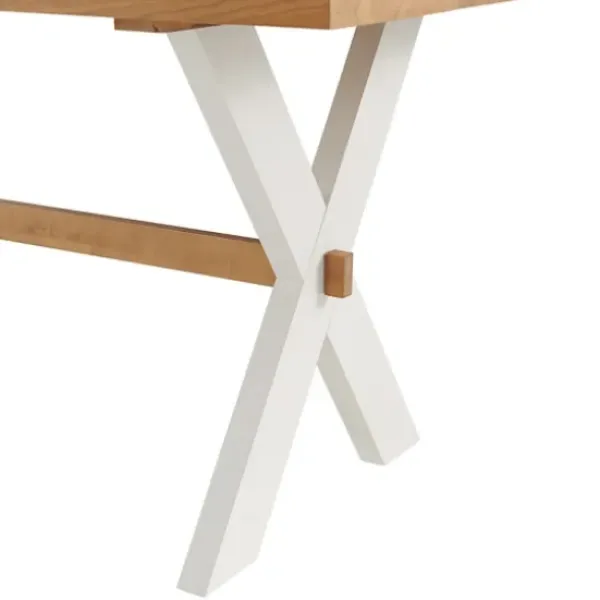 Dining Tables-Kirkland's Home Warm Cherry Birch Trestle Base Dining Table Tan/White