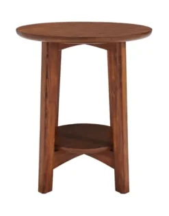 Accent & End Tables-Kirkland's Home Warm Chestnut Wood Round Accent Table Brown