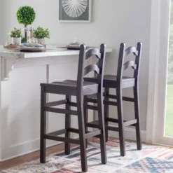 Bar Stools & Counter Height Stools-Kirkland's Home Warm Ladder Back Bar Stools, Set Of 2 Brown