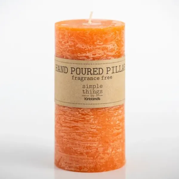 Candles-Kirkland's Home Warm Unscented Pillar Candle, 4X6 In. Orange