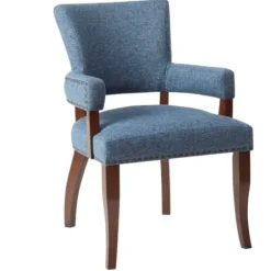 Dining Chairs-Kirkland's Home Warms Nailhead Trim Dining Chair Blue