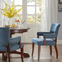 Dining Chairs-Kirkland's Home Warms Nailhead Trim Dining Chair Blue