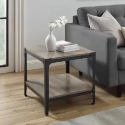 Accent & End Tables-Kirkland's Home Wash Angle Iron Accent Tables, Set Of 2 Gray