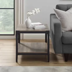 Accent & End Tables-Kirkland's Home Wash Angle Iron Accent Tables, Set Of 2 Gray