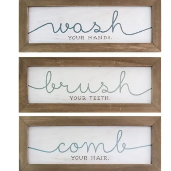 Wall Quotes & Signs-Kirkland's Home Wash Brush Comb Framed Wall Plaques, Set Of 3 Multi