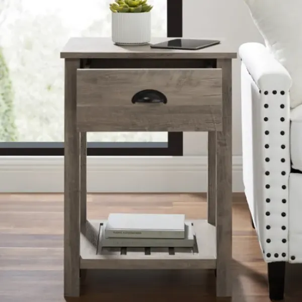 Accent & End Tables-Kirkland's Home Wash Country Accent Table Gray