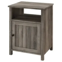 Accent & End Tables-Kirkland's Home Wash Grooved Door Side Table Gray