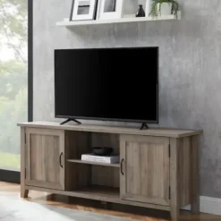 Tv Stands & Media Consoles-Kirkland's Home Wash Grooved Door Tv Stand Gray