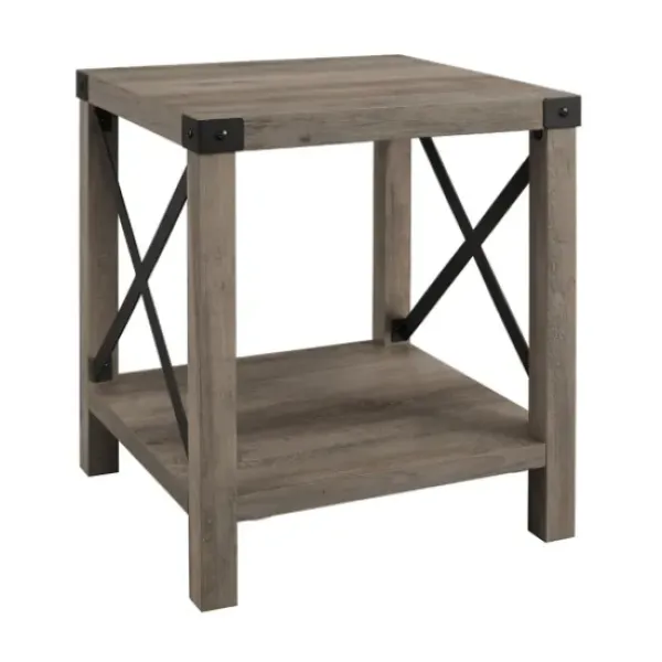 Accent & End Tables-Kirkland's Home Wash Industrial X-Frame Accent Table Gray
