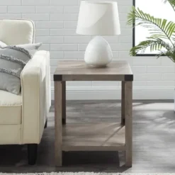 Accent & End Tables-Kirkland's Home Wash Industrial X-Frame Accent Table Gray
