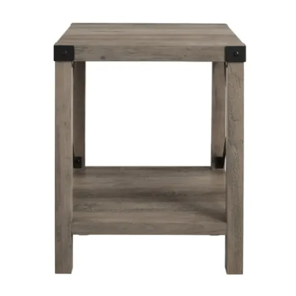 Accent & End Tables-Kirkland's Home Wash Industrial X-Frame Accent Table Gray
