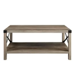 Coffee Tables-Kirkland's Home Wash Industrial X-Frame Coffee Table Gray