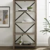 Bookshelves-Kirkland's Home Wash Metal X Frame Back Bookshelf Gray