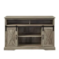 Tv Stands & Media Consoles-Kirkland's Home Wash Sliding Barn Door Highboy Tv Stand Gray