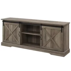 Tv Stands & Media Consoles-Kirkland's Home Wash Sliding Barn Door Tv Stand Gray