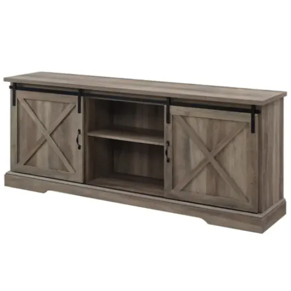 Tv Stands & Media Consoles-Kirkland's Home Wash Sliding Barn Door Tv Stand Gray