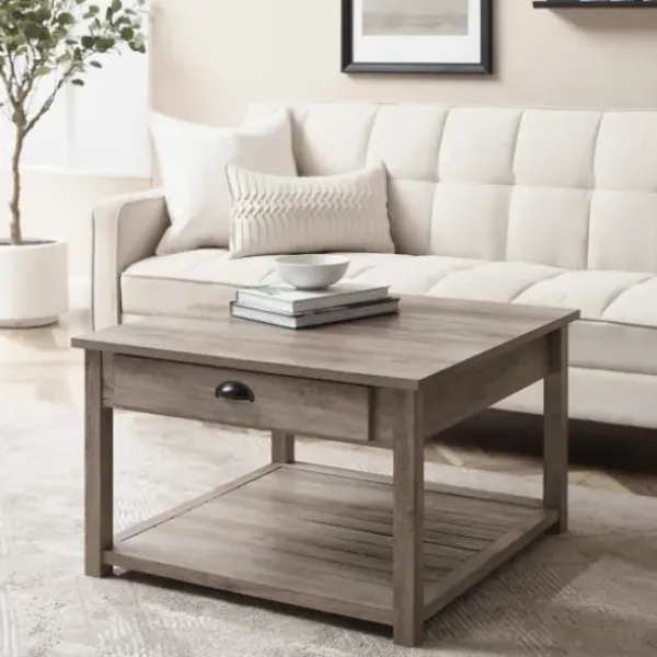 Coffee Tables-Kirkland's Home Wash Square Coffee Table Gray