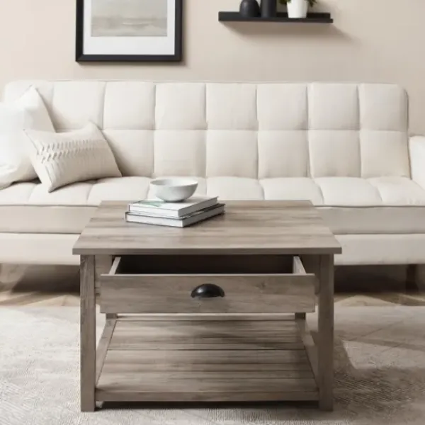 Coffee Tables-Kirkland's Home Wash Square Coffee Table Gray