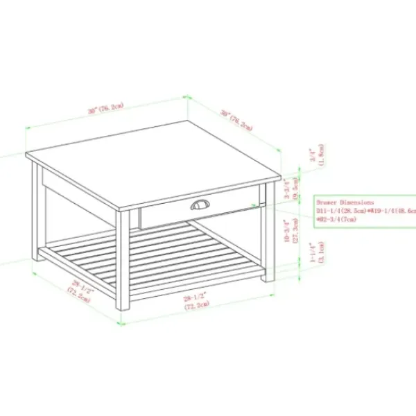 Coffee Tables-Kirkland's Home Wash Square Coffee Table Gray