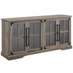 Tv Stands & Media Consoles-Kirkland's Home Wash Window 4-Door Tv Stand Gray
