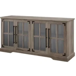 Tv Stands & Media Consoles-Kirkland's Home Wash Window 4-Door Tv Stand Gray