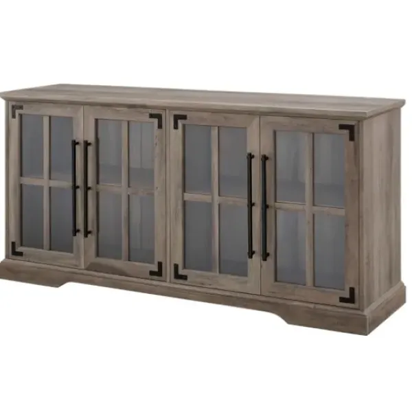 Tv Stands & Media Consoles-Kirkland's Home Wash Window 4-Door Tv Stand Gray