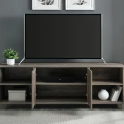 Tv Stands & Media Consoles-Kirkland's Home Wash Wood Helix Open Shelf Tv Stand Gray