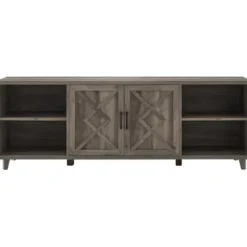 Tv Stands & Media Consoles-Kirkland's Home Wash Wood Helix Open Shelf Tv Stand Gray