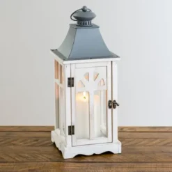 Lanterns-Kirkland's Home Wash Wooden Lantern, 16 In. White