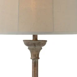 Floor Lamps-Kirkland's Home Washed Driftwood Floor Lamp With Tray Table Ivory