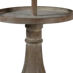 Floor Lamps-Kirkland's Home Washed Driftwood Floor Lamp With Tray Table Ivory