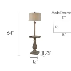 Floor Lamps-Kirkland's Home Washed Driftwood Floor Lamp With Tray Table Ivory