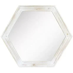 Decorative Mirrors-Kirkland's Home Washed Hexagon Frame Mirror White