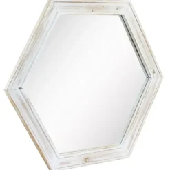 Decorative Mirrors-Kirkland's Home Washed Hexagon Frame Mirror White