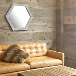 Decorative Mirrors-Kirkland's Home Washed Hexagon Frame Mirror White
