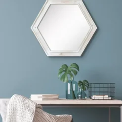 Decorative Mirrors-Kirkland's Home Washed Hexagon Frame Mirror White