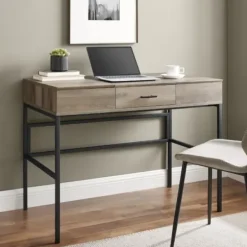 Office Furniture-Kirkland's Home Washed Lift Top Storage Desk Gray