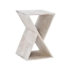 Accent & End Tables-Kirkland's Home Washed Mango Wood Hourglass Accent Table White