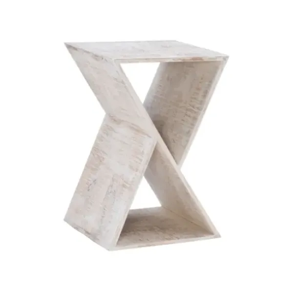 Accent & End Tables-Kirkland's Home Washed Mango Wood Hourglass Accent Table White