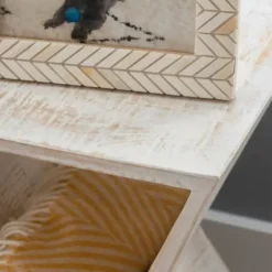 Accent & End Tables-Kirkland's Home Washed Mango Wood Hourglass Accent Table White