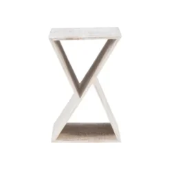 Accent & End Tables-Kirkland's Home Washed Mango Wood Hourglass Accent Table White