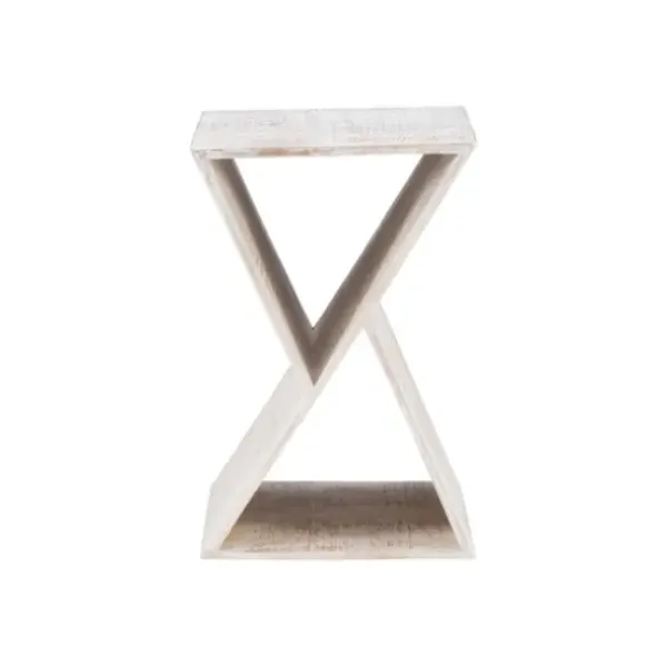Accent & End Tables-Kirkland's Home Washed Mango Wood Hourglass Accent Table White