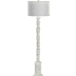 Floor Lamps-Kirkland's Home Washed Resin Encased Shade Floor Lamp White