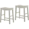Bar Stools & Counter Height Stools-Kirkland's Home Washed Saddle Seat Counter Stools, Set Of 2 White