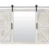 Decorative Mirrors-Kirkland's Home Washed Sliding Barn Door Wall Mirror White