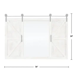 Decorative Mirrors-Kirkland's Home Washed Sliding Barn Door Wall Mirror White