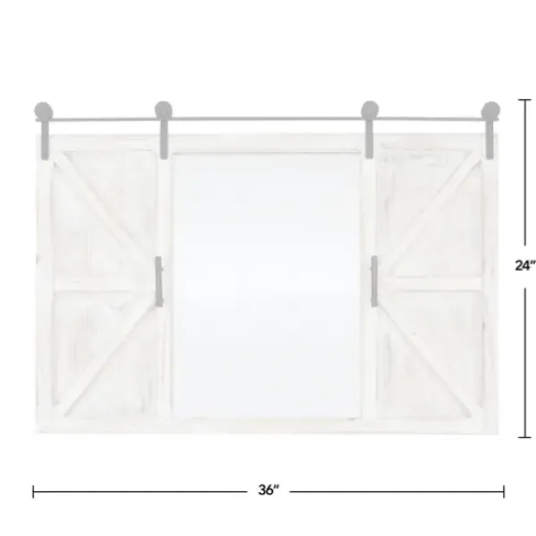 Decorative Mirrors-Kirkland's Home Washed Sliding Barn Door Wall Mirror White