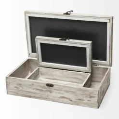 Baskets & Boxes-Kirkland's Home Washed Wood Boxes, Set Of 2 White